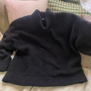 Gap Cozy Black Sherpa Mock Turtleneck Pullover, Size L